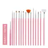 Set de 15 Piezas de Arte de Uñas de Plumas Blancas, Set de Plumas, Plumas de Fototerapia Pintadas, Plumas de Flores, Plumas para Pintura de Puntos de Línea de Tracción, Negro y Rosa