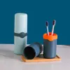 Caixa de armazenamento de escova de dentes de viagem, copo de lavagem portátil, copo de escovar, kit de copo para pasta de dente e enxaguante bucal para dormitório estudantil