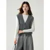 Nuevo Estilo Otoño/Invierno Chaleco Cardigan de Punto 100% Cachemira Pura para Mujer Cuello en V Ropa Exterior Prendas de Punto Versátiles Chaleco sin Mangas con Botones