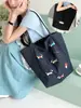 Bolsa de Tote de Mezclilla Nueva de Primavera, Estilo Fresco y Sencillo, Doble Cara, con Lindo Bordado de Dachshund, Versátil Bolsa de Tela de Lunares