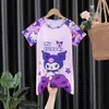 Conjunto de Pijama de Verão Novo para Meninas 2025 Manga Curta Fino Estilo Princesa Meninas Crianças Grandes Roupas de Casa Infantis para Vestuário Exterior