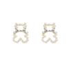 Pendientes de lazo de oso 2023, nuevos, con temperamento animal geométrico, ligeros, de lujo, exquisitos pendientes de perlas, plata s925 para mujer