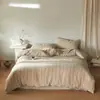 Grau A para maternidade e infantil, 100% algodão, jacquard tingido no fio de camada dupla de gaze, conjunto de quatro peças, algodão puro ultrassuave, adequado para dormir diretamente sobre ele, disponível em tamanhos de solteiro e casal