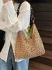 Bolsa de Palha Tecida de Grande Capacidade Transfronteiriça para Mulheres 2026 Nova Bolsa de Palha para Férias de Verão na Praia Versátil Bolsa Tote de Ombro
