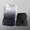 Conjunto esportivo masculino, roupa de seda gelada de secagem rápida, camiseta fitness, shorts de manga curta para corrida, roupa de treino, seda gelada de secagem rápida, transfronteiriço