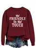 No Amigable No Tocar2025 Sencilla Informal Cuello Redondo Manga Larga para Mujer Sudadera Amazon