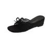 Sandalias planas de malla dulce y delicadas con lazo para mujer, tacón de cuña de verano 2026, antideslizantes, versátiles, sandalias elegantes de estilo de hadas