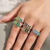 Nuevo anillo de titanio con baño de oro, incrustaciones de circonita, estilo dopamina, de trébol de cuatro hojas de la suerte, personalizado, de lujo ligero, para mujer