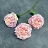 Flor Artificial de Lichi Rosa de 3 Cabezas para Decoración de Salón de Bodas, Arreglo para el Hogar, Rosa Serigrafiada, Adorno de Flores Artificiales Transfronterizo al por Mayor
