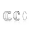 Pendientes de Clip Europeos y Americanos Incrustados con Diamantes Transfronterizos, Elegantes Pendientes de Clip para Hélice de Oreja Brillantes de Tres Piezas, Nuevo Estilo Caliente 2025, Pendientes de Lujo Accesible Personalizados