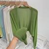 Cárdigan de punto, abrigo pequeño para mujer, otoño, fino, holgado, exterior, aire acondicionado, protector solar, blusa, chaleco, manga farol, top corto