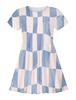 Europeu e Americano Verão Novo Estilo Laço Xadrez Xadrez Impressão Digital 3D Vestido de Manga Curta Casual Vestido de Princesa