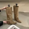 Botas Largas de Estilo Coreano con Puntos de Terciopelo, Punta Fina, para Aumentar la Altura, para Mujer, Nuevo Estilo Otoño/Invierno 2026, Adelgazantes, Versátiles, Calentadores de Pierna para Botas Adelgazantes, Botas de Moda