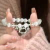 Pulsera Popular de Gato Lindo con Cascabel de Corazón para Mujeres, Diseño de Nicho, Regalo para Mejores Amigas, Hermanas o Estudiantes, Pulsera de Cristal