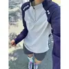Camiseta Manga Raglan Patchwork Roxo Verão Fina Secagem Rápida Meio Zíper Gola Alta Esportiva Manga Longa Masculina Outdoor Em Estoque