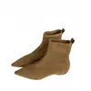 Botas de calcetín planas de gamuza mate simples, Botines de tacón fino con punta para mujer, Novedad Otoño/Invierno 2025 Europeo y Americano