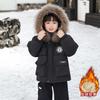 Jaqueta de Algodão de Inverno Nova para Meninos 2025 Casaco Parka Infantil Vermelho com Lã Espessada Roupa de Algodão de Outono e Inverno para Bebê