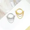 Joyería para Nariz Nueva Transfronteriza Cadena Doble Incrustada con Circonita Anillo de Apertura y Cierre Anillo Sin Costuras Aro para la Nariz Joyería para Perforación Venta Directa del Fabricante