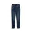 Calça Skinny Básica Versátil de Lã de Alta Qualidade para Outono e Inverno! Jeans Preto Outono Leggings de Cintura Alta 317