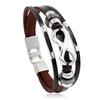 Pulseira de Couro de Liga Europeia e Americana Transfronteiriça da AliExpress Moda Masculina e Feminina Vintage Couro Trançado com Miçangas de 8 Palavras