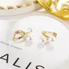 Pendientes de Perla con Cruz para Mujer, Nuevo Estilo Coreano, Modernos, Versátiles, Delicados, Lujo Ligero, Diseño Único, Pendientes Vintage