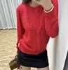 26 Jaqueta Cardigã de Tricô Francês Vazado Estilo Miu para Início da Primavera para Mulheres, Suéter Gola Redonda Inspirado em Chanel para Roupa Externa