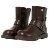Botas Western de Nuevo Estilo Otoño/Invierno 2026 para Niñas con Hebilla de Cinturón para Niños Mayores, Botas Martin de Estilo Británico Versátiles y a la Moda para Niños