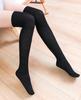 Divertidas Medias de Algodón Estilo Academia Rayadas Gruesas Blancas y Negras Tres Barras Sobre la Rodilla Blancas Altas Calcetines Talla 7