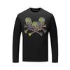 Nueva Camiseta de Manga Larga para Hombre Otoño 2026 con Diseño de Calavera de Pedrería, Marca de Moda, Moda para Hombre Tallas Grandes, Ajuste Delgado de Modal