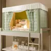 Cama litera de dormitorio estilo encaje para estudiantes cremallera universal floral fresca a prueba de mosquitos cama individual retráctil cortina blackout fuerte