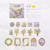 Paquete de Pegatinas Momo Transfronterizo, Serie de Flores al Óleo, Tema de Pintura al Óleo con Pan de Oro, Pegatinas Decorativas Hechas a Mano para Manualidades DIY, 15 Hojas, 6 Diseños