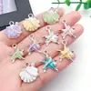 Colgantes de aleación de estrella de mar y concha estilo océano con goteo de aceite, kit de accesorios para pendientes y collares DIY, venta al por mayor de kits de material para colgantes
