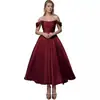 Vestido de Cetim Ombro a Ombro para Comércio Exterior e Vendas Transfronteiriças, Adequado para Noivado, Casamento, Festa de Noiva, Banquete e Vestido de Noite