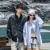 Camisa de trabajo para pareja, top de manga larga de alta gama, elegante y moderno para hombre con diseño degradado, prenda exterior retro de alta costura, colección de otoño para hombre