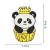 Taza de Postre Dulce con Parche Bordado de Panda con Corona Parche de Cabeza de Panda Lindo para Ropa, Zapatos y Gorras de Niños Parche de Reparación de Agujeros