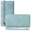 Nova Bolsa de Mão Transversal com Zíper Longo e Design Floral em Relevo, Porta-Notas Grande, Carteira Feminina Multifuncional Simples 70% de desconto
