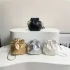 Bolso Cubo con Cordón de Moda Estilo Coreano Celebridad de Internet Casual Lindo Mini Bolso Cruzado Bolso de Hombro de Cuero PU Suave Color Puro Estilo Occidental