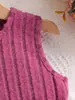 Comercio Exterior Ropa Infantil Verano Niñas Casual Color Sólido Cuello Redondo Sin Mangas Cintura Ceñida Vestido de Punto + Bolso Cruzado