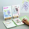 Yuelu Transfronterizo 70% de descuento Página Libro de Colorear Acuarela con Pinturas Integradas para Adultos, Libro de Colorear Acuarela Portátil DIY para Aliviar el Estrés