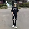 Jeans Negros Rasgados para Hombre Verano Jiangsu, Zhejiang y Shanghái Pantalones Rectos Delgados Streetwear Estilo Americano Micro-pantalones