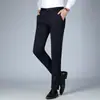 Calças masculinas de corte reto, novo estilo de primavera, calças sociais fluidas, calças compridas casuais, calças masculinas lisas para negócios