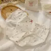 Panty rojo de estilo japonés para mujer, con lazo de la suerte dulce y lunares, clase A, con fuelle extendido, suave y amigable con la piel, bragas de cintura media