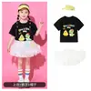 Roupa de performance de cheerleading para o Dia das Crianças, conjunto de manga curta com estampa de desenho animado para jardim de infância, fantasia de performance esportiva para aluno do ensino fundamental