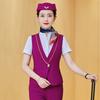 Traje de Chaleco Profesional de Primavera y Verano para Mujer Ropa de Trabajo para Recepción de Hotel Uniformes de Azafata de Aviación y Tren de Alta Velocidad Uniformes Escolares de Personal
