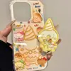 Capa de Torradeira com Desenho de Linha de Camada Única Adequada para iPhone 16 Pro Max, Novos Modelos Fofos para iPhone 15, 14 Pro e 13