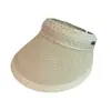 Sombrero de Paja con Parte Superior Abierta para Mujer, Sombrilla de Verano, Ala Ancha, Sombrero de Protección Solar, Hace que la Cara Parezca Más Pequeña, Sombrero Cubre Rostro para Vacaciones en la Playa al Aire Libre