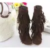 2026 Moda Nova Primavera e Outono Botas com Franjas Foscas Botas Baixas Fabricante Agente Atacadista Botas Femininas Tamanho Grande
