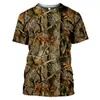 Estación independiente comercio electrónico transfronterizo camiseta para hombre patrón de selva bosque impresión 3D cuello redondo jersey exterior rama fabricantes