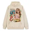 Camiseta de Manga Corta Impresa Estilo Hip-Hop Retro Americano Transfronterizo Sabrina Carpenter, Sudadera con Capucha de Manga Larga y Cuello Redondo de Peso Pesado