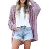 Estilo Europeo y Americano Nuevo Suéter Cardigan de Punto para Mujer Color Sólido Hueco Manga Larga Holgado Versátil Chaqueta